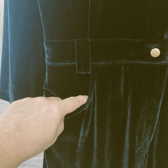 Vintage Boston Proper Black Velvet Button Up Midi Dress Gold Buttons Size M - Picture 10 of 15